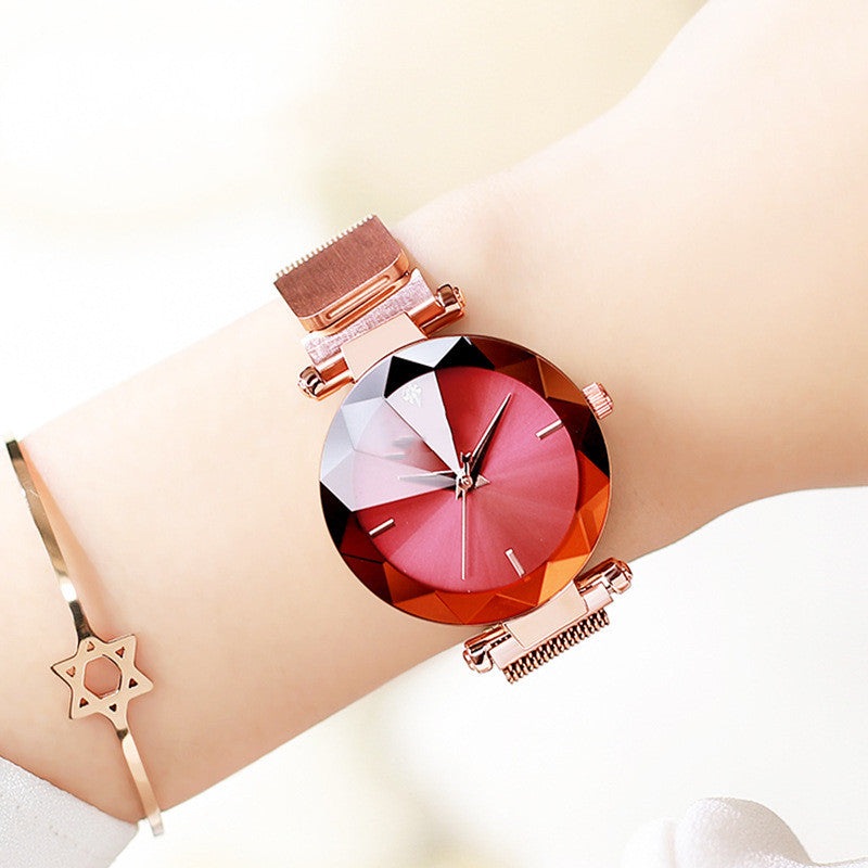 Faceted Crystal Mesh Watch for Women
