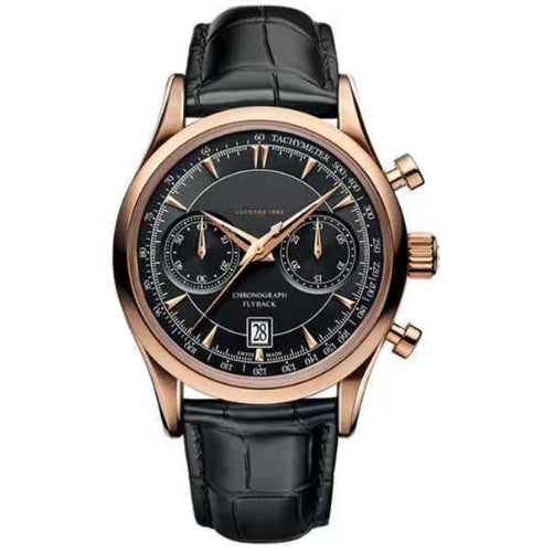 Rose Gold Chronograph Leather Watch for Men
