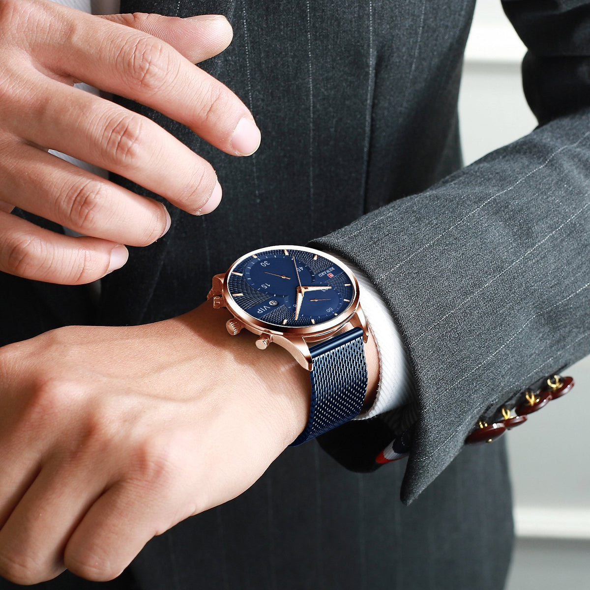 Aurora Mesh Chronograph Quartz Watch for Men